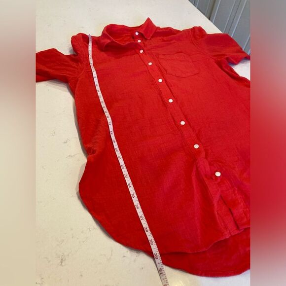 GAP 100% Cotton Gauze Red Button Up Oversized Lightweight Flowy Blouse Size M - Picture 7 of 8
